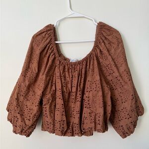 PREVIEW Eyelet embroidered bubble cotton top M-XL crop